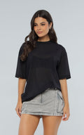 Camiseta Negra Oversize Malla