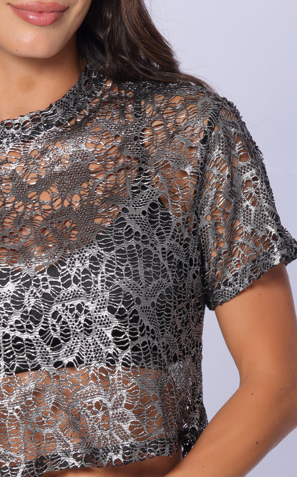 Camiseta Plata Brillo Cropped