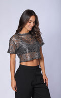 Camiseta Plata Brillo Cropped