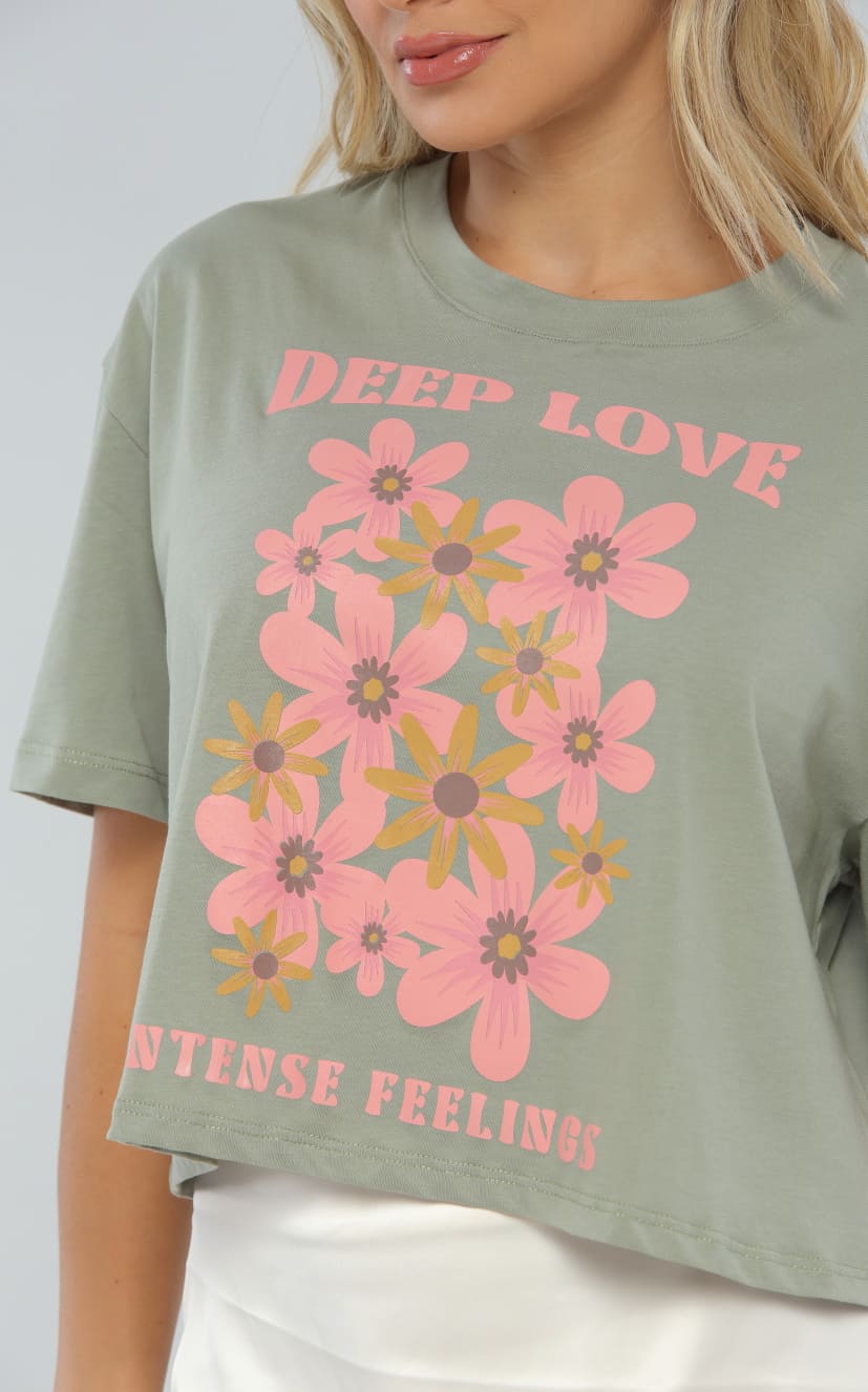 Camiseta Verde Crop Oversize