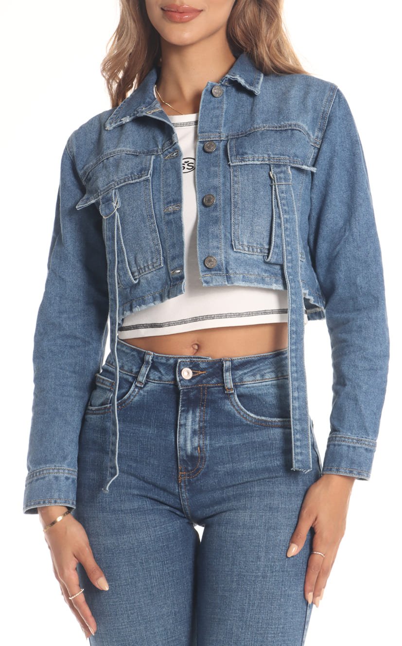 Chaqueta Azul Cropped Cargo - Navissi Clothing ♡