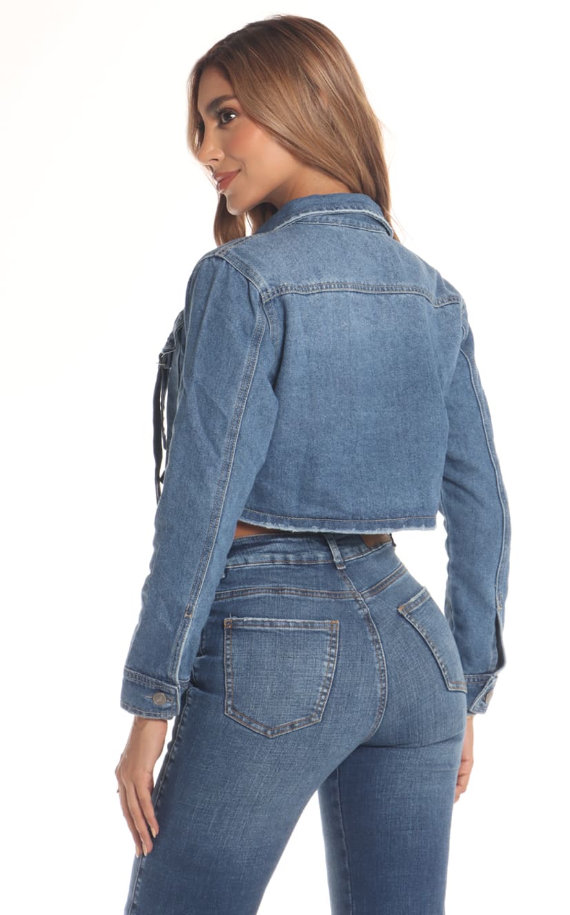 Chaqueta Azul Cropped Cargo - Navissi Clothing ♡