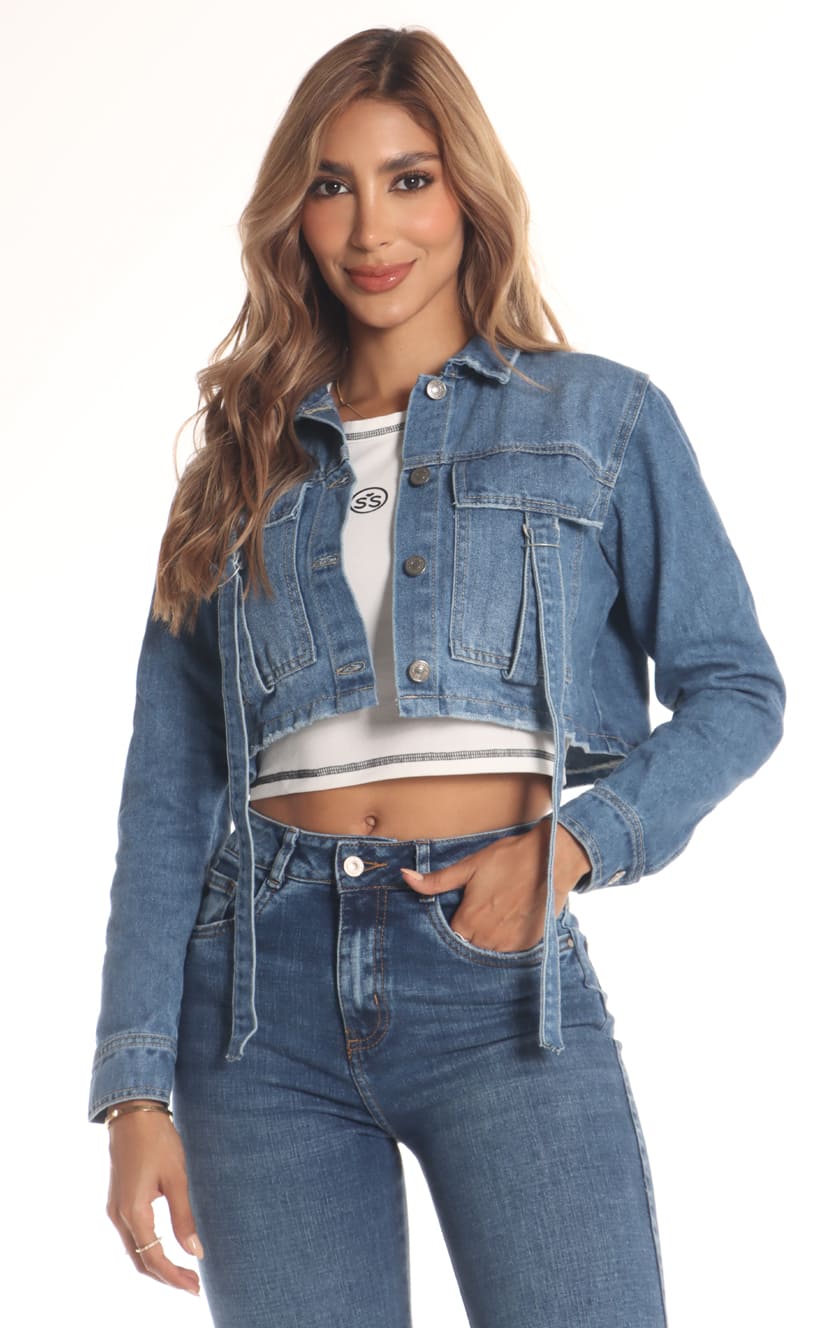 Chaqueta Azul Cropped Cargo - Navissi Clothing ♡