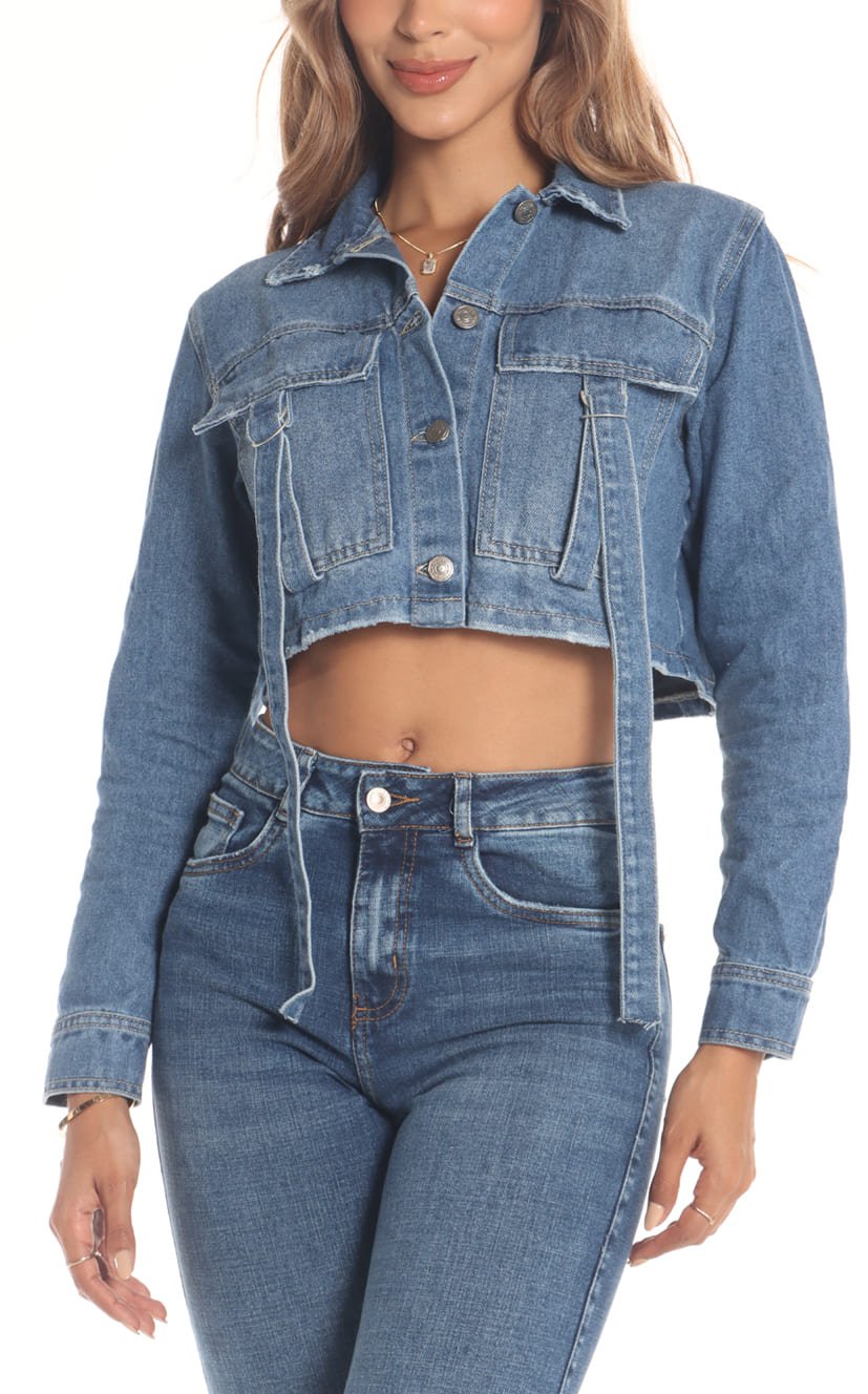 Chaqueta Azul Cropped Cargo - Navissi Clothing ♡