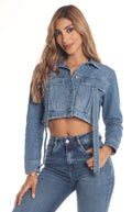 Chaqueta Azul Cropped Cargo - Navissi Clothing ♡