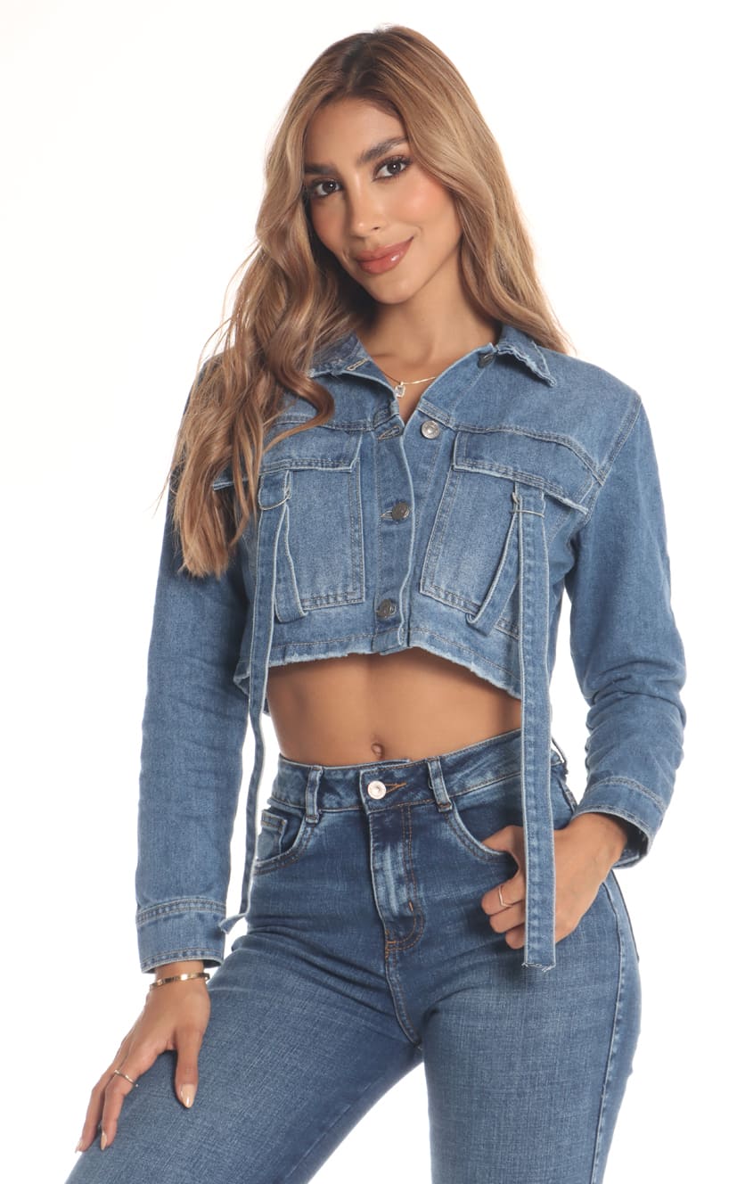 Chaqueta Azul Cropped Cargo - Navissi Clothing ♡
