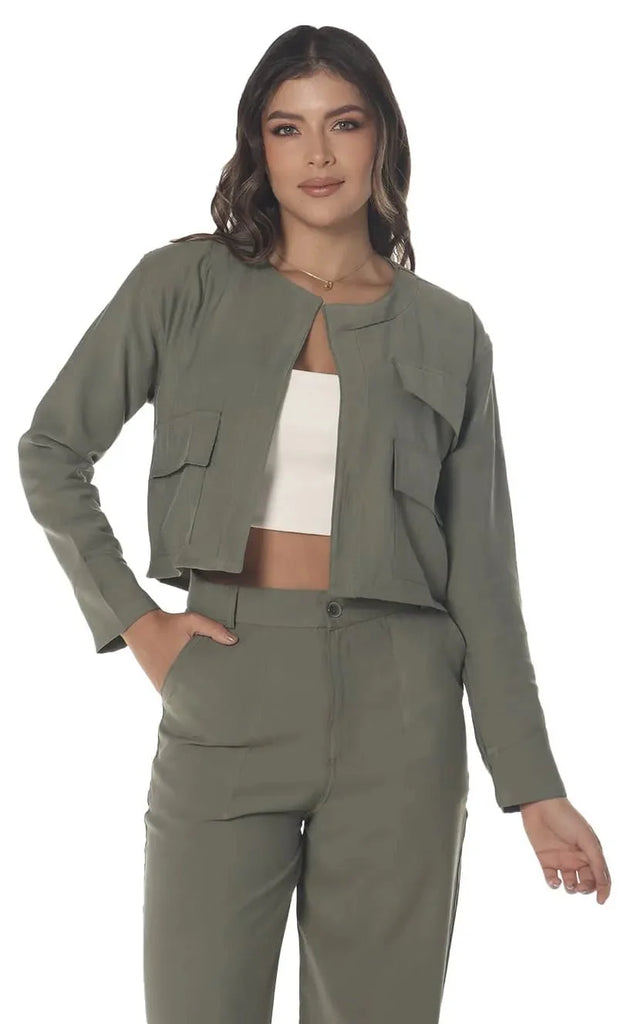 Chaqueta Verde Cropped - Navissi Clothing ♡