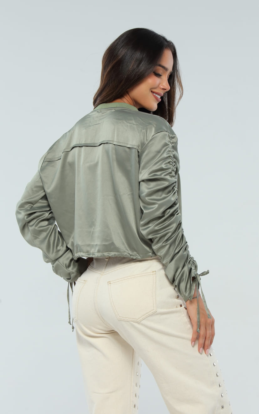 Chaqueta Verde Oliva Satin