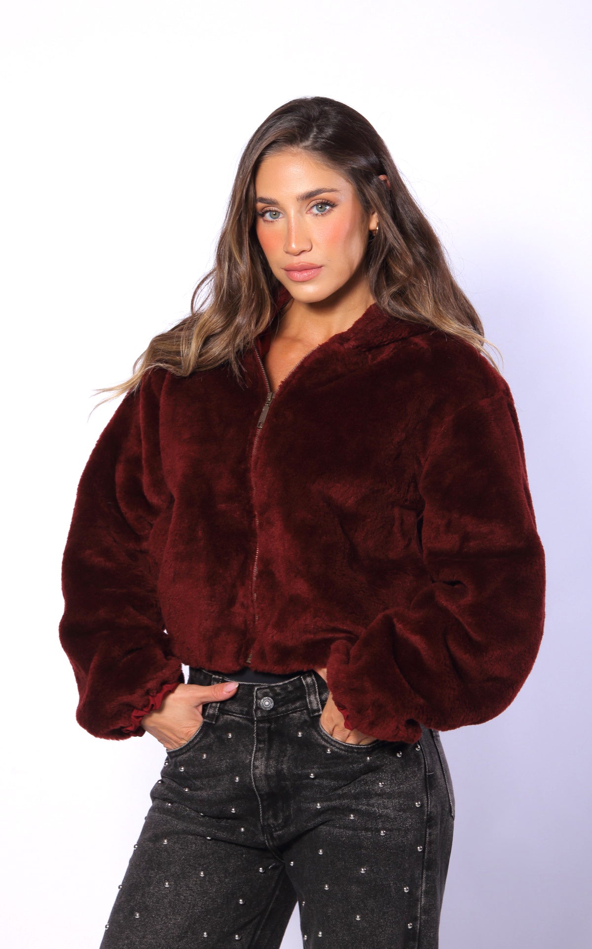 Chaqueta Vino Tinto Afelpada