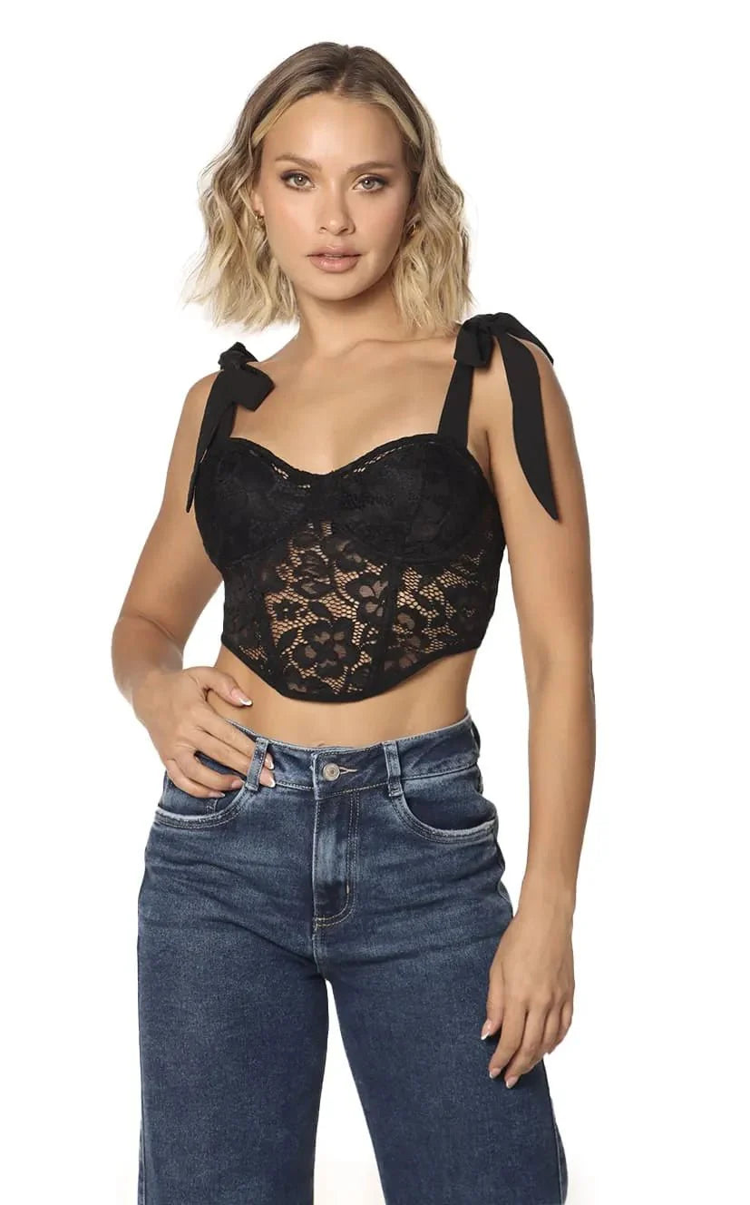 Corpiño Negro Amarre En Hombro - Navissi Clothing ♡