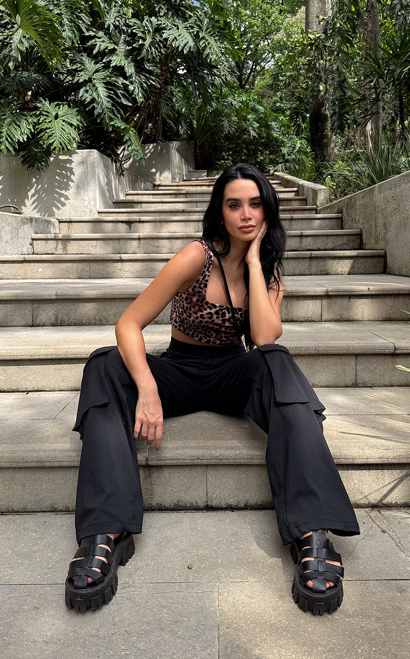 Top Animal Print Escote Cuadrado