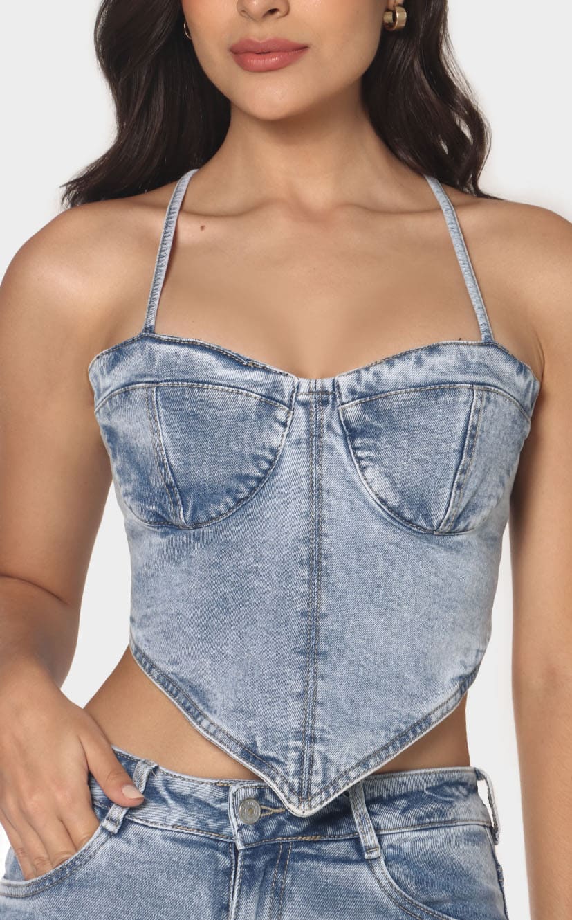 Crop Azul Tipo Pañuelo