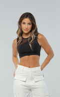 Crop Top Negro Malla