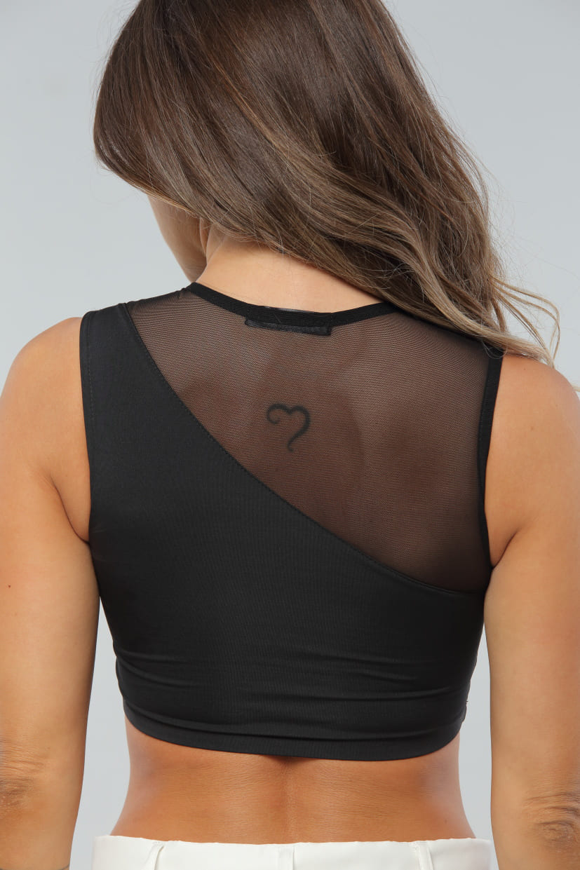 Crop Top Negro Malla
