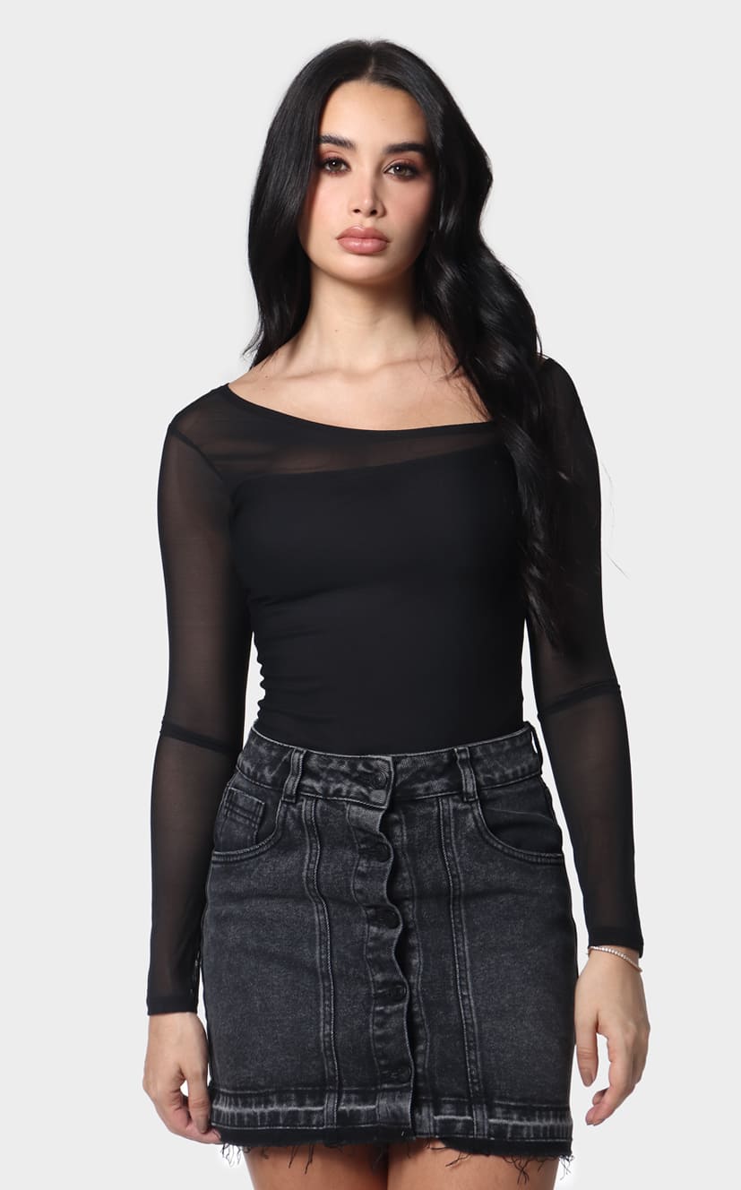 Falda Negra Corta Denim