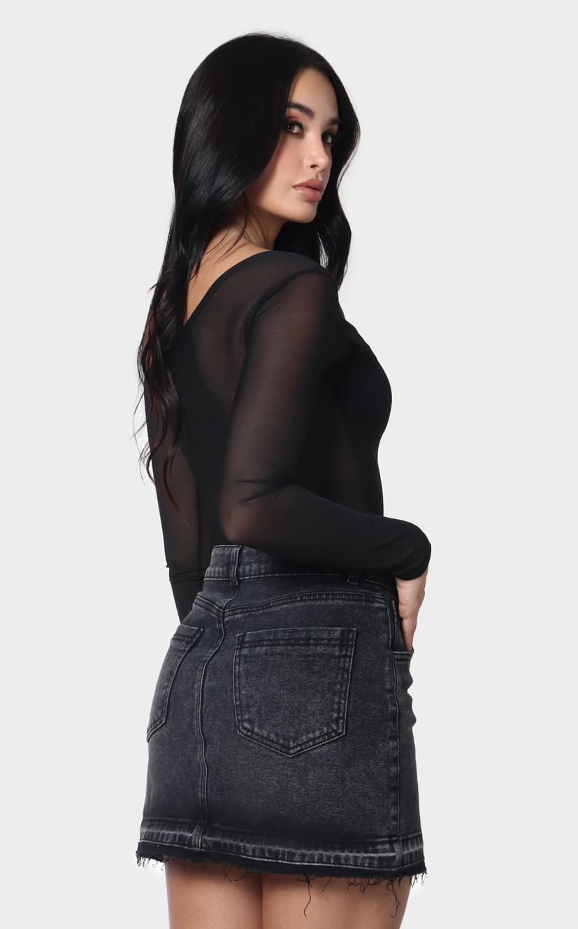 Falda Negra Corta Denim