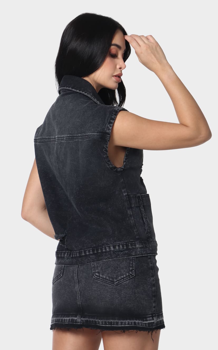 Falda Negra Corta Denim