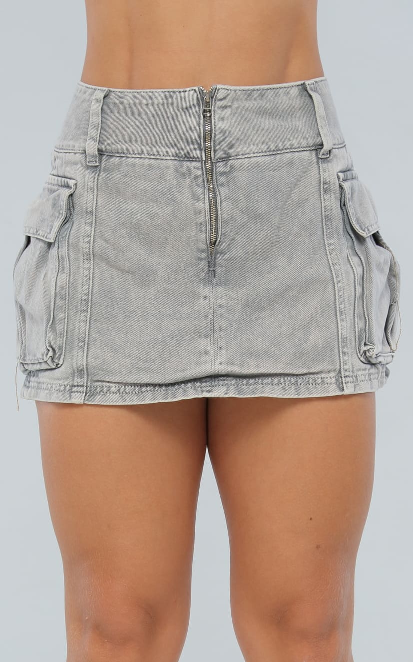 Falda Short Gris Cargo