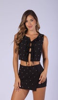 Black Appliqué Skort