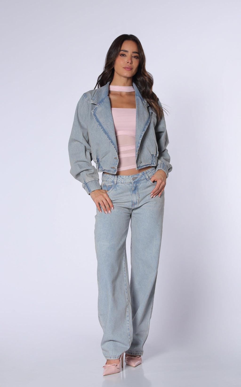 Blue Barrel-Leg Jeans