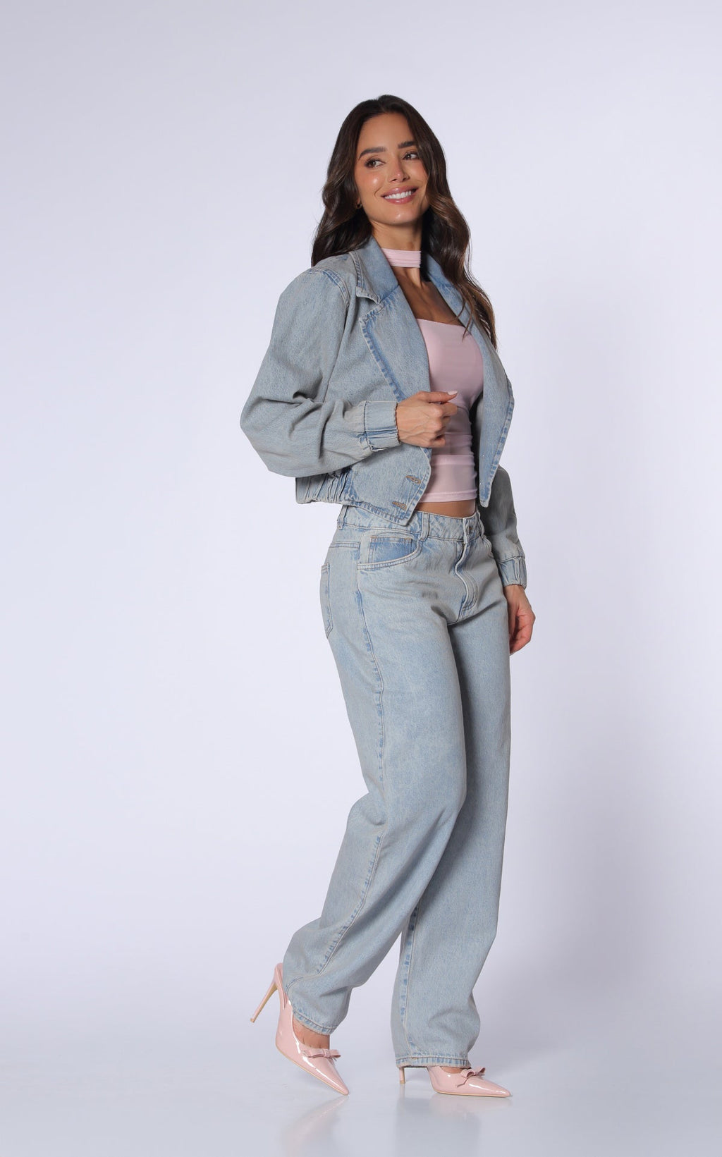 Blue Barrel-Leg Jeans