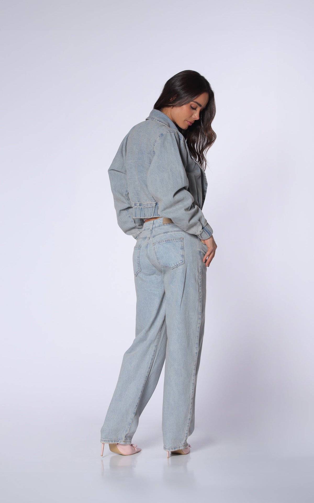 Blue Barrel-Leg Jeans