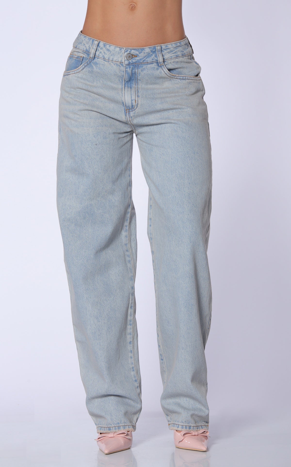 Blue Barrel-Leg Jeans