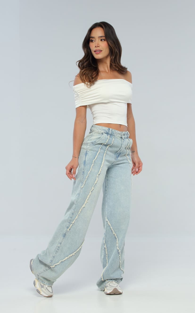 Jean Azul Wide Leg Cortes