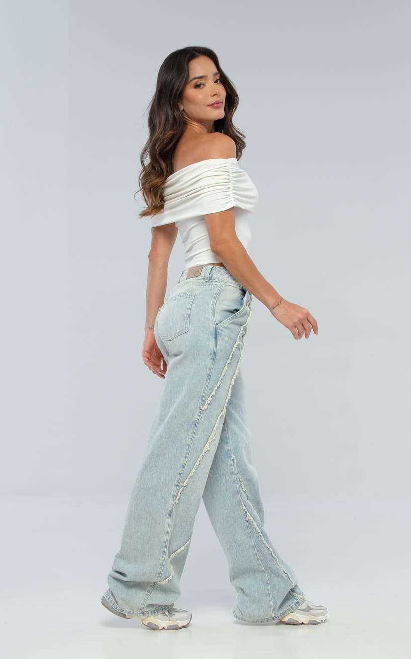 Jean Azul Wide Leg Cortes