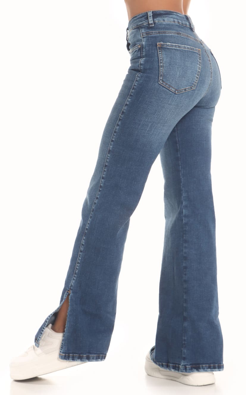 Jean Azul Flare Abertura En Bota - Navissi Clothing ♡