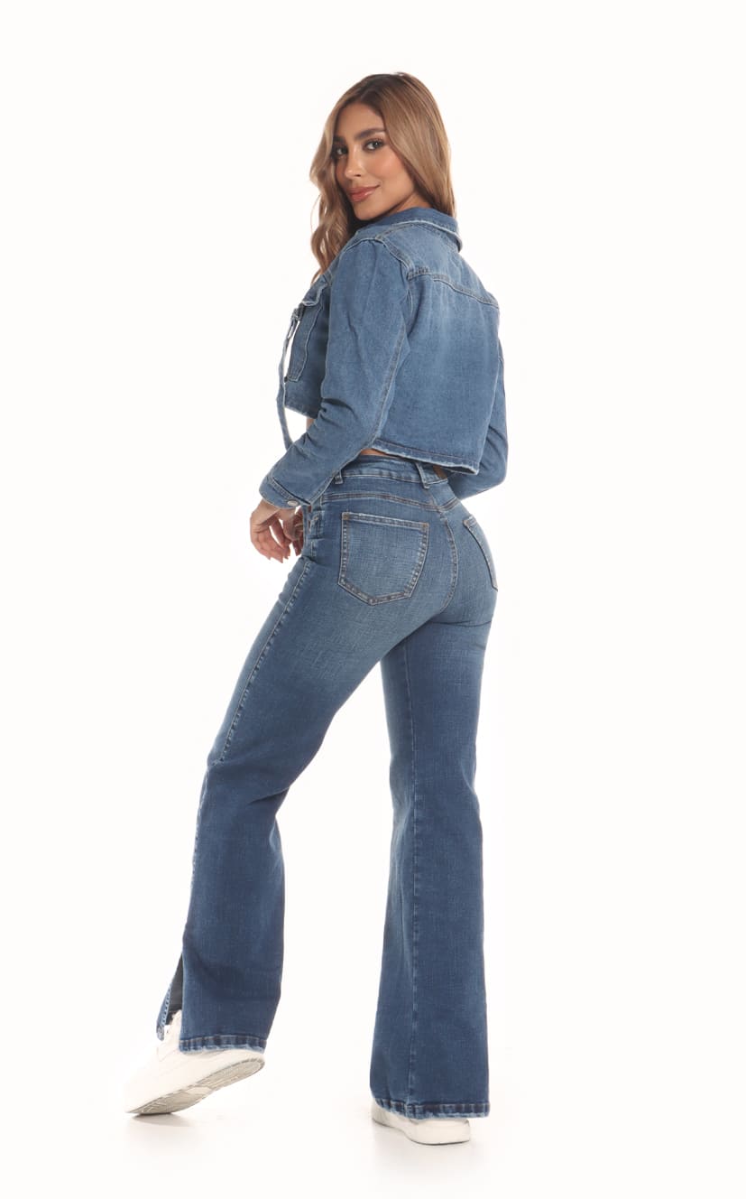 Jean Azul Flare Abertura En Bota - Navissi Clothing ♡