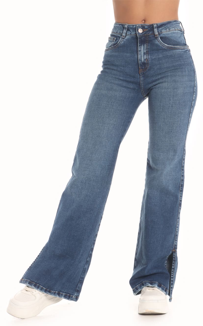Jean Azul Flare Abertura En Bota - Navissi Clothing ♡