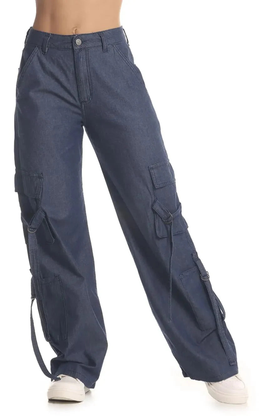 Jean Azul Oscuro Cargo - Navissi Clothing ♡