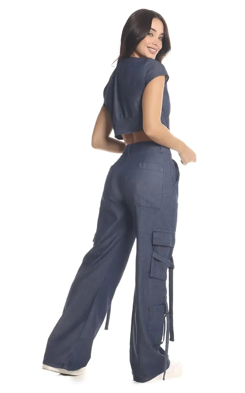 Jean Azul Oscuro Cargo - Navissi Clothing ♡