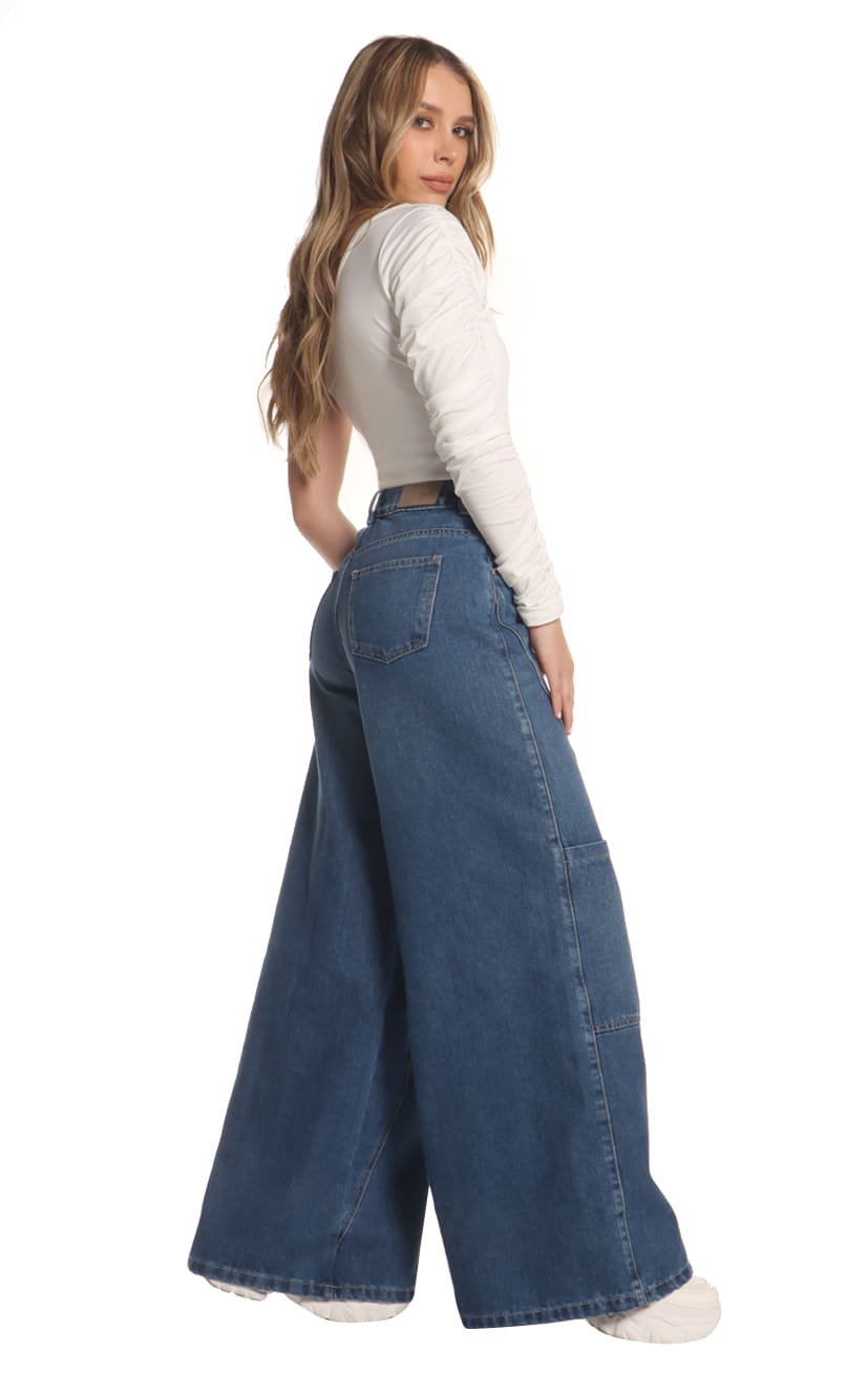 Jean Azul Wide Leg Cargo - Navissi Clothing ♡