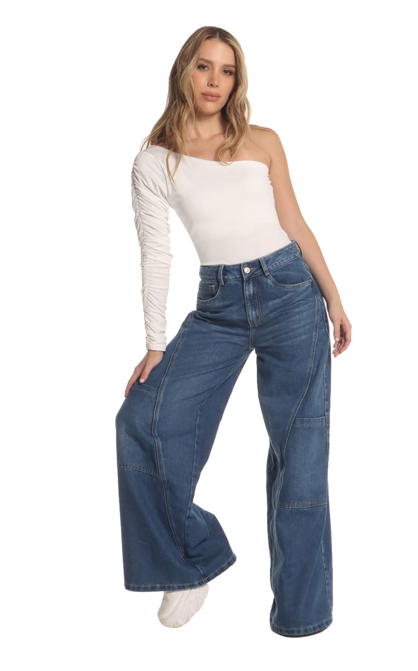 Jean Azul Wide Leg Cargo - Navissi Clothing ♡