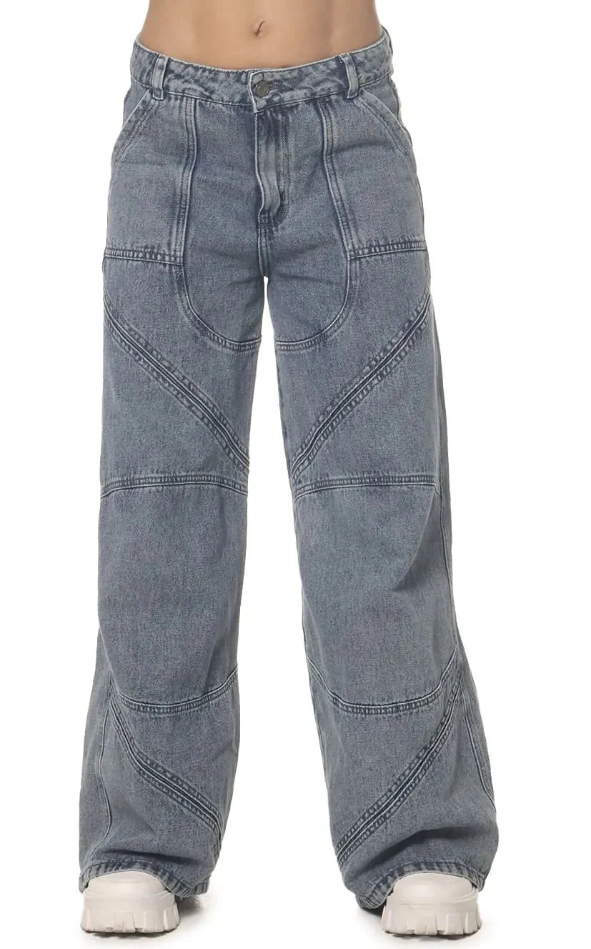 Jean Azul Wide Leg Cortes - Navissi Clothing ♡