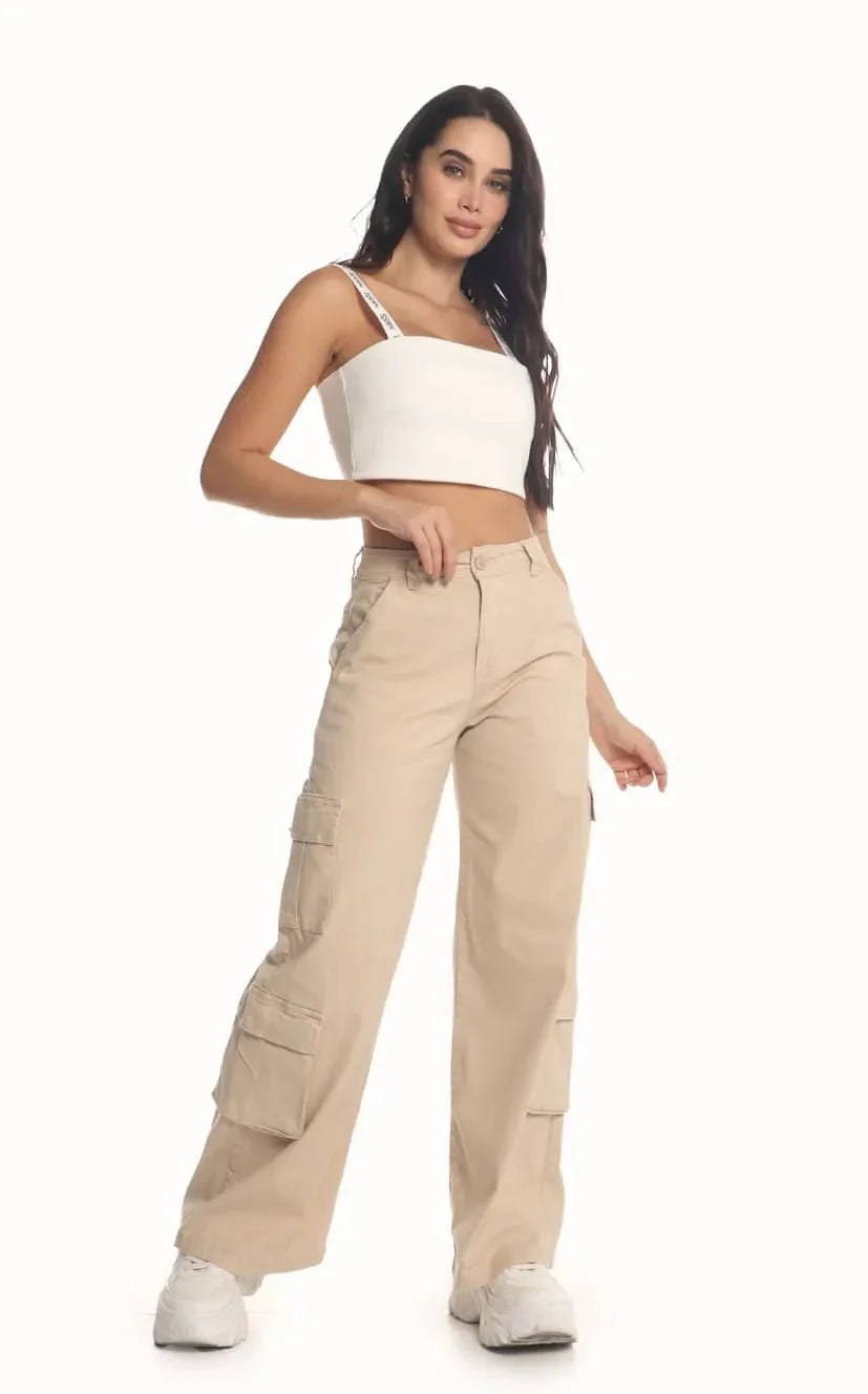 Jean Beige Cargo - Navissi Clothing ♡