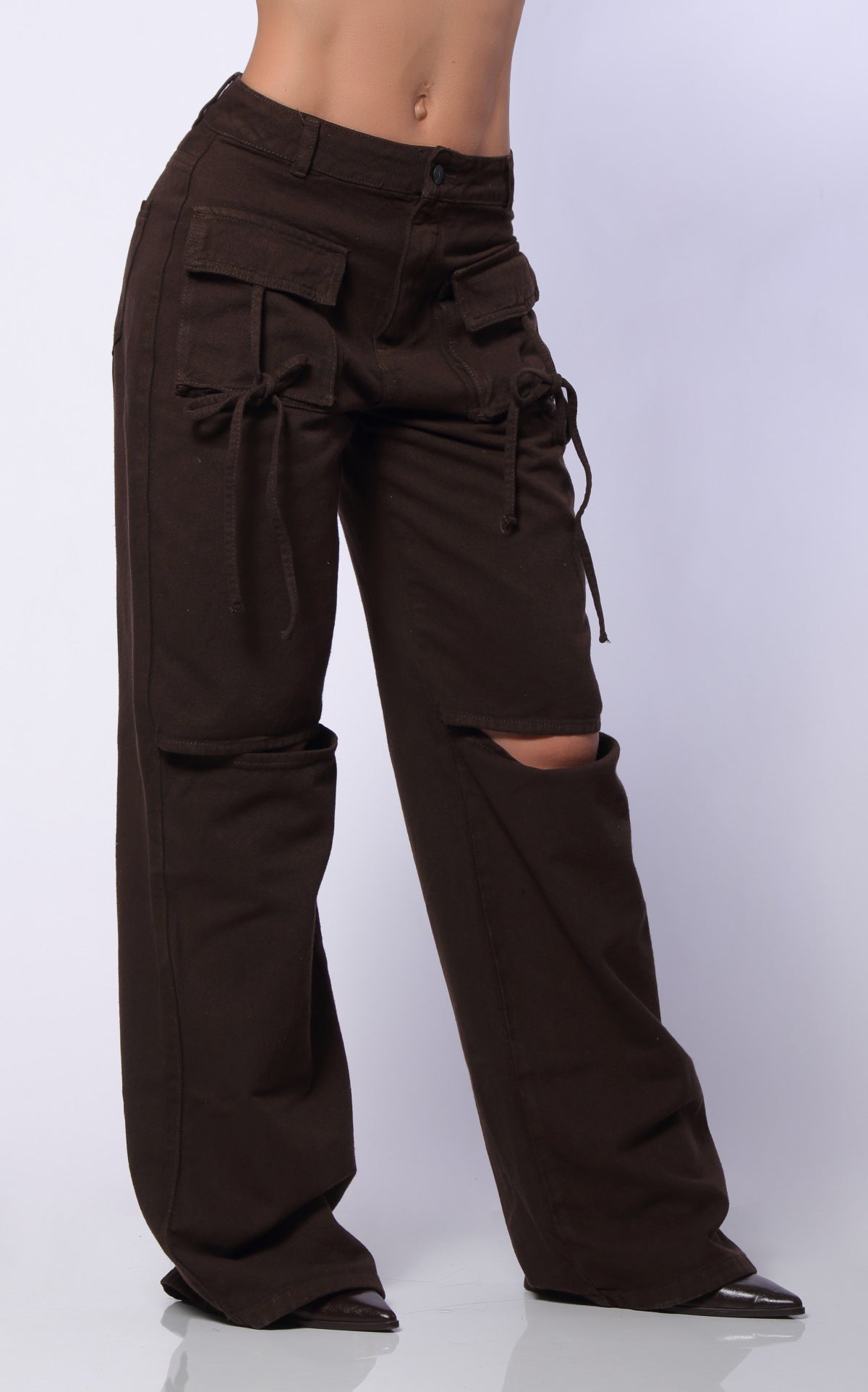 Jean Chocolate Cargo Cut Out