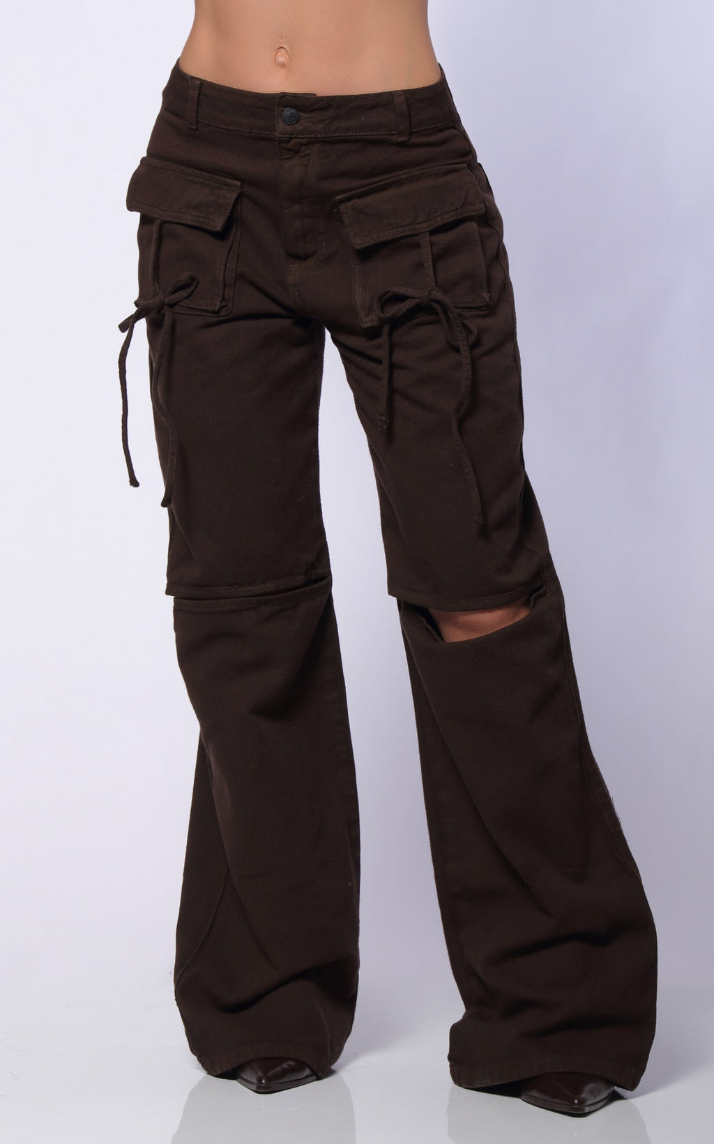 Jean Chocolate Cargo Cut Out