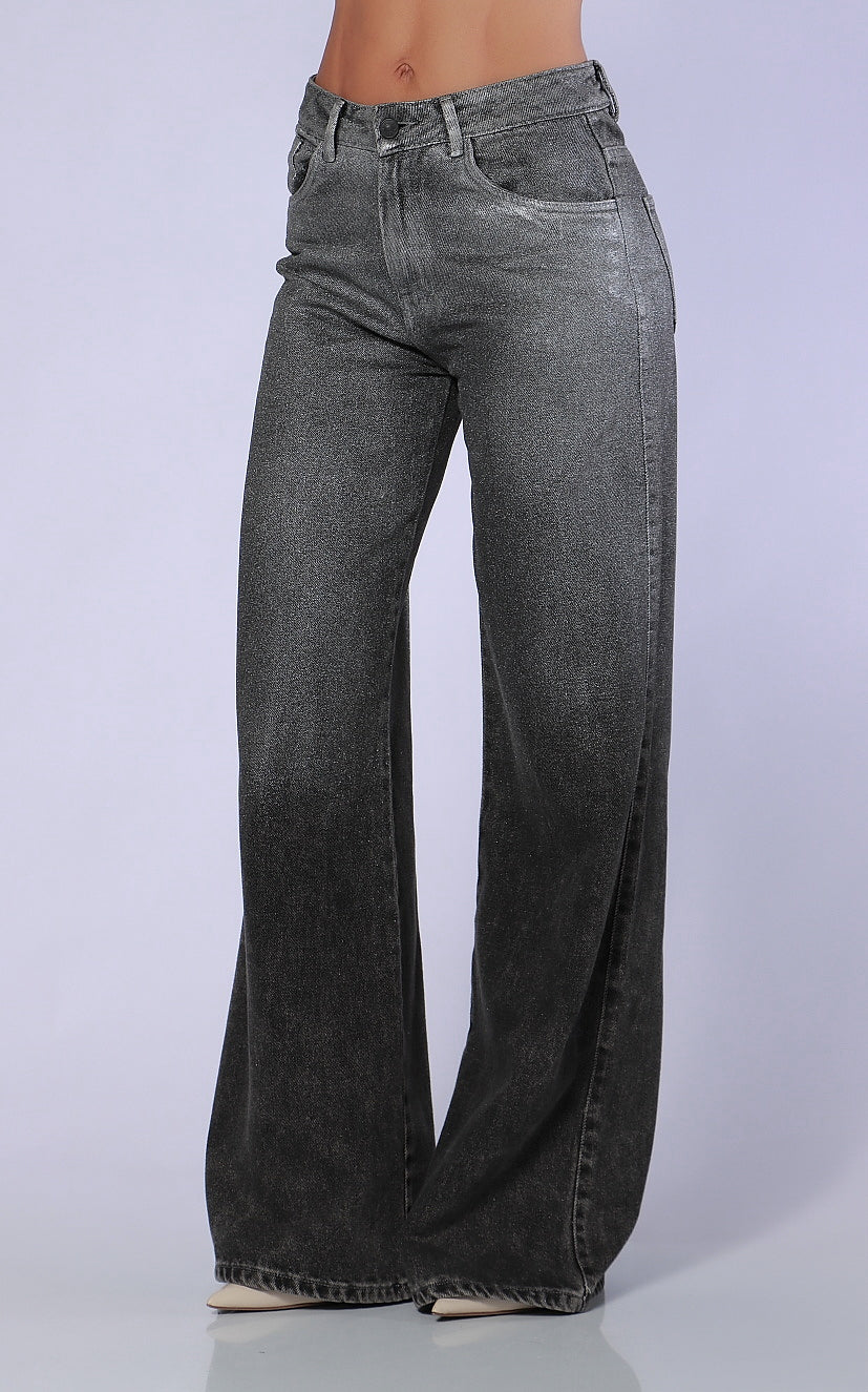 Jean Gris Wide Leg Brillos