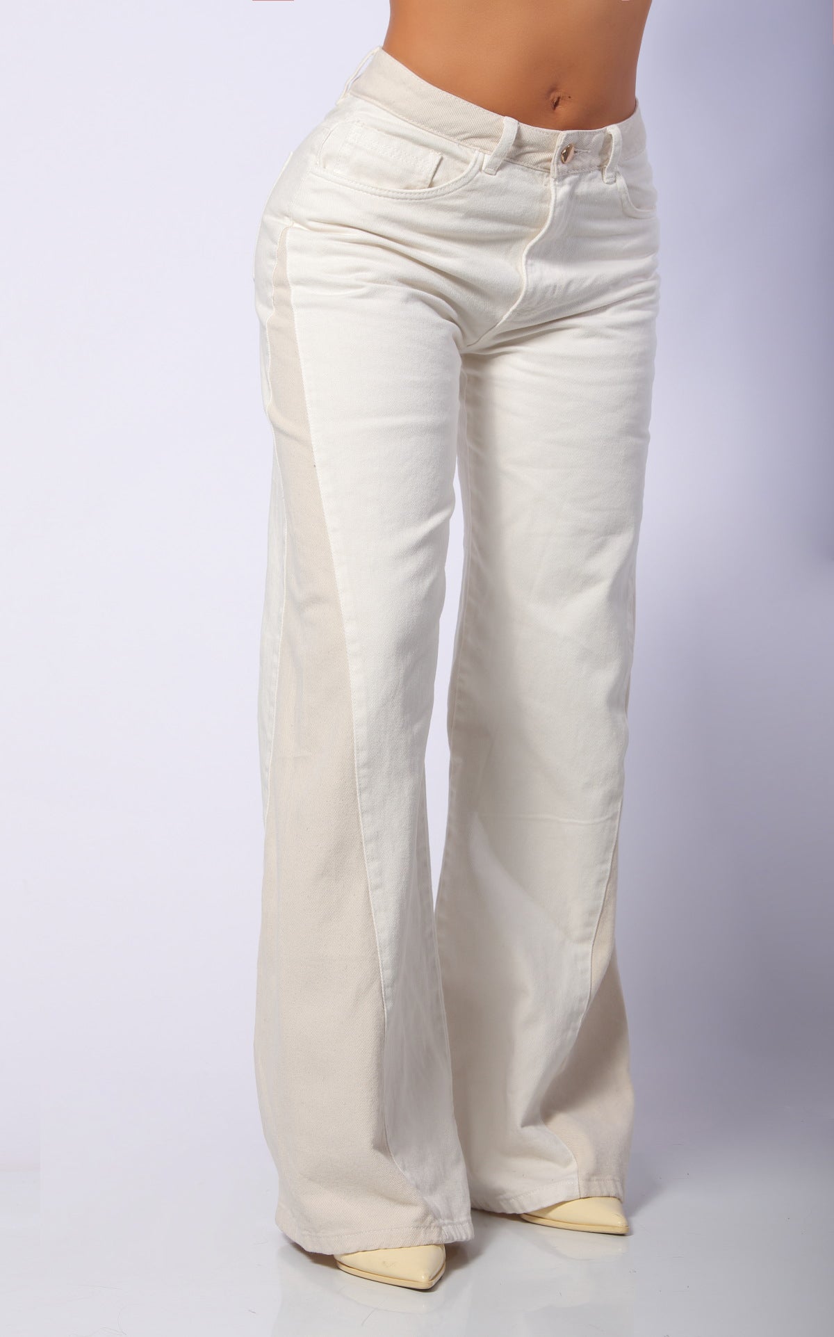 Ivory Semi Wide-Leg Jeans