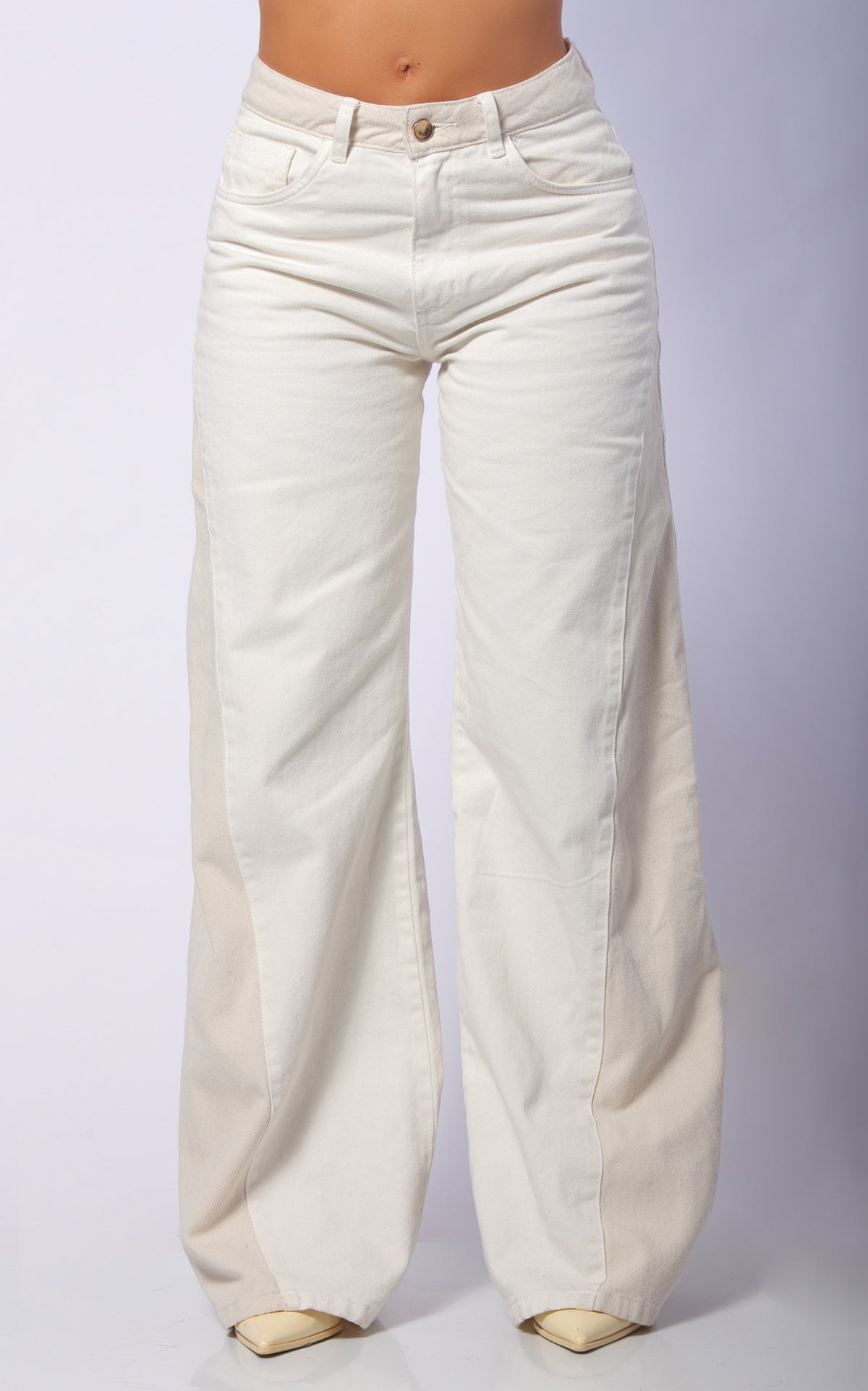Ivory Semi Wide-Leg Jeans