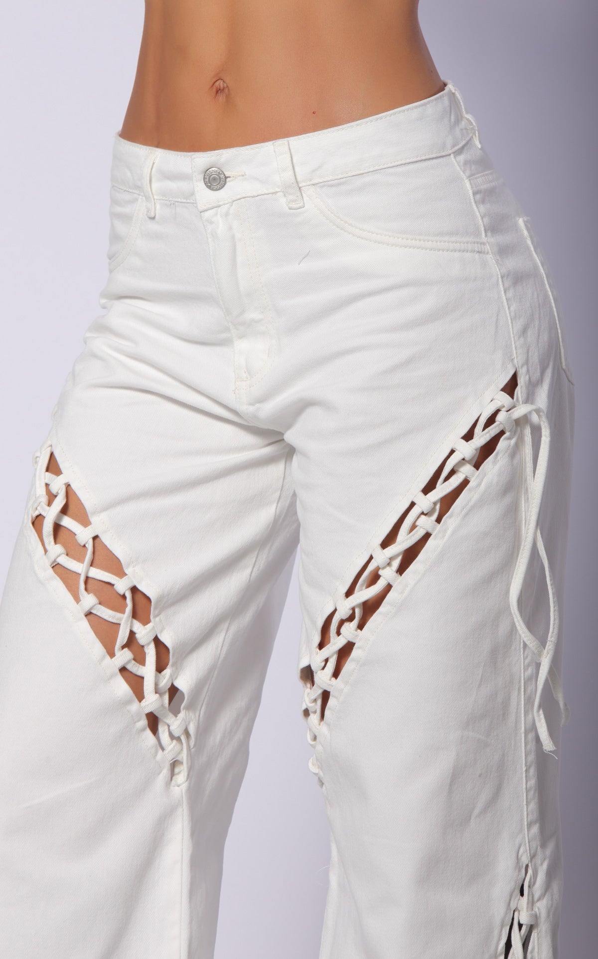 Ecru Semi Wide-Leg Wide-Leg Jeans