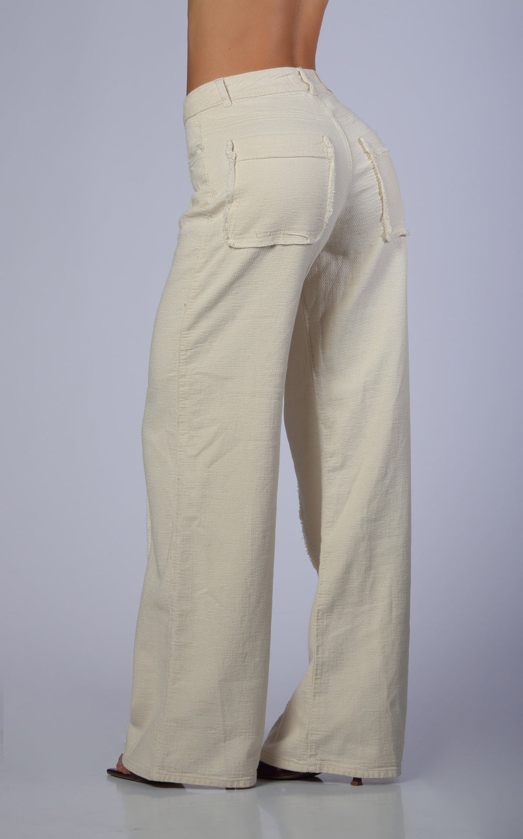 Ivory Wide-Leg Straight-Leg Jeans by Navissi