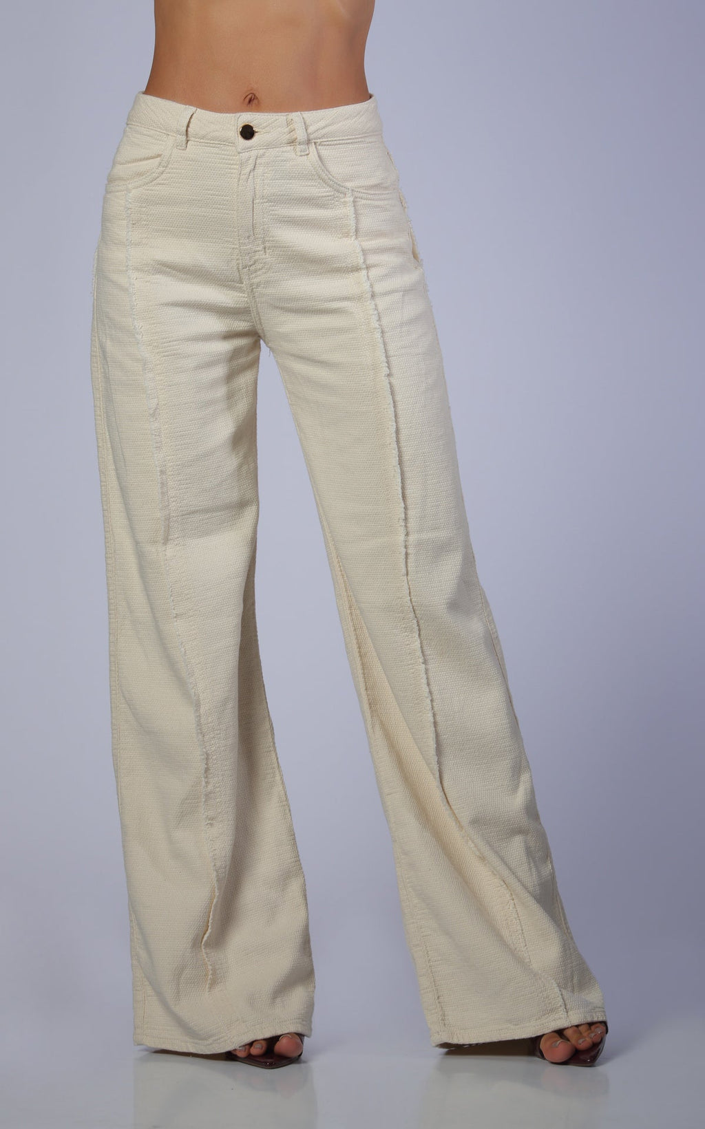 Ivory Wide-Leg Straight-Leg Jeans by Navissi
