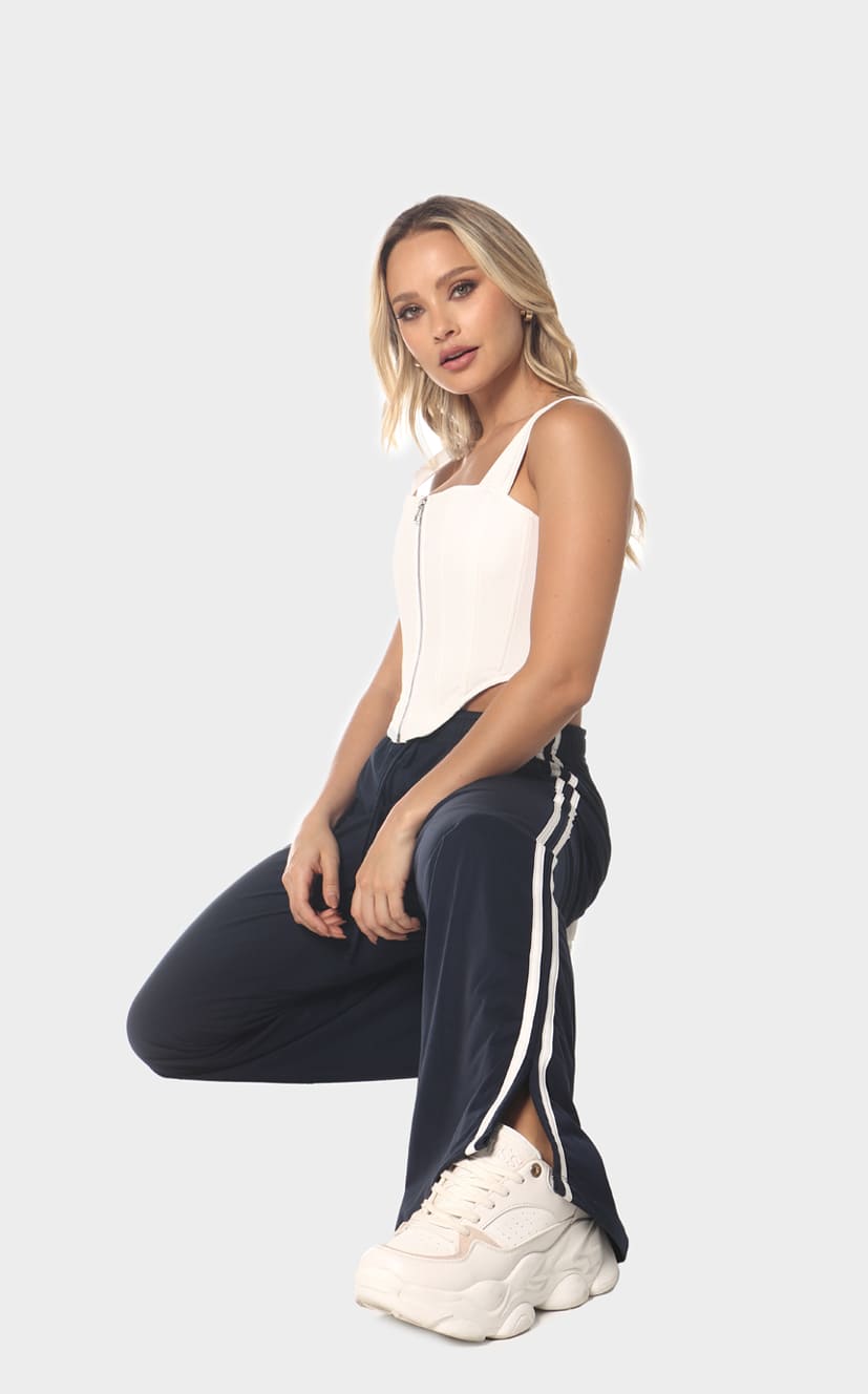 Pantalón Azul Líneas