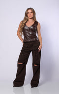 Jean Chocolate Cargo Cut Out