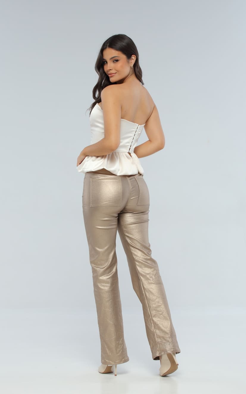 Pantalón Dorado Metalic