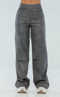 Pantalón Gris Cuerina